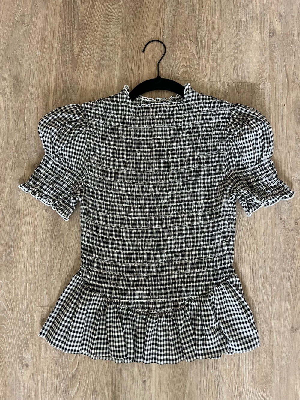 Reformation Aggie Gingham Check Peplum Top